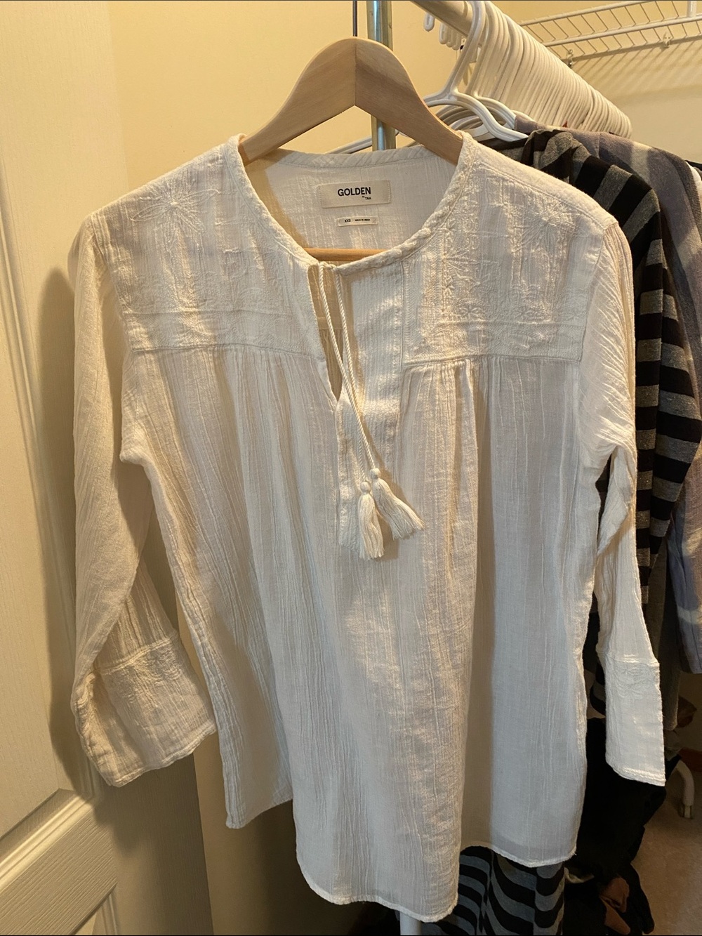Aritzia Golden by Tna embroidered blouse